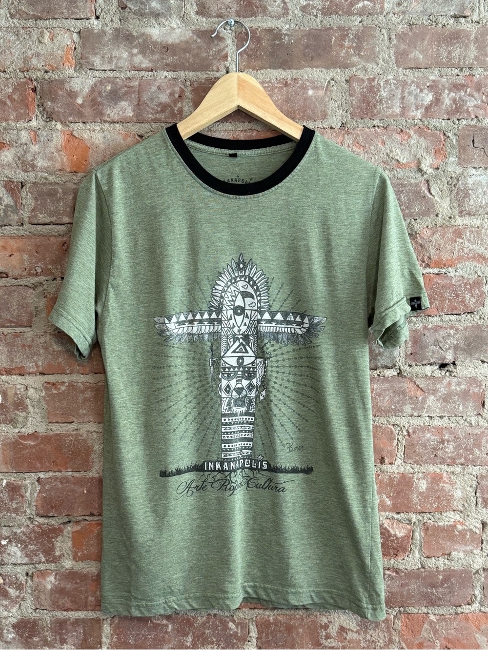 Inkanapolis Graphic T-Shirt Green Black Trim Small